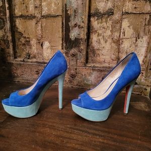 Boutique 9 blue and pink suede heels